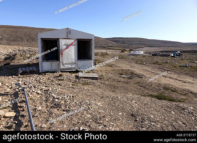 Broken barrack outside the small village Qaanaaq, in northern Greenland