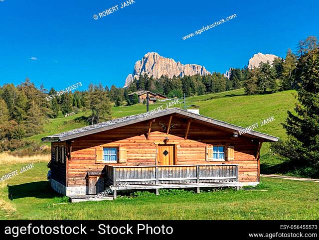 Huts on Seiser Alm, Alpe di Siusi, South Tyrol
