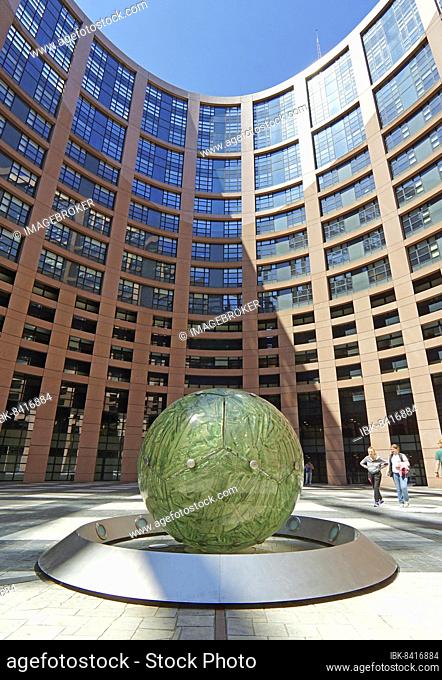 Artwork United Earth by the Polish artists Beata and Tomasz Urbanowicz in the courtyard of the European Parliament, Strasbourg, France, Europe
