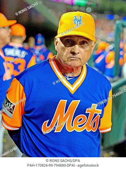 New York Mets manager Terry Collins (10) in the dugout during eighth inning action against the Washington Nationals at Nationals Park in Washington, D