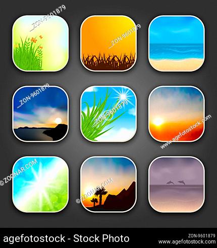 Illustration natural landscapes for the app icons -
