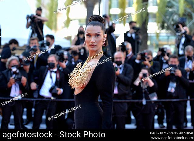 11 July 2021, France, Cannes: Model Bella Hadid attends the screening of the film ""Tre Piani"" during the 74th Annual Cannes Film Festival at Palais des...