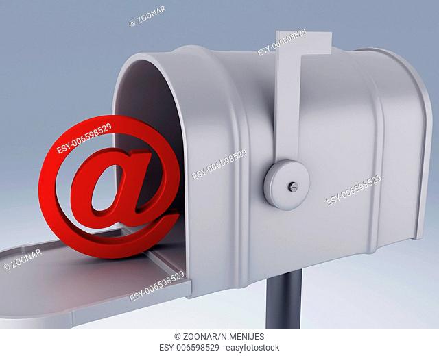 white mail box with AT sign. email concept