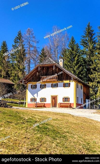 Germany, Bavaria, Upper Bavaria, Kochelsee region, Großweil, Glentleiten open-air museum, small estate from Oberteisendorf