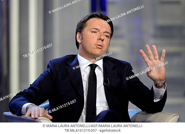 Italian Prime Minister Matteo Renzi at the tv Programme Porta a porta, Rome, ITALY-16-12-2015