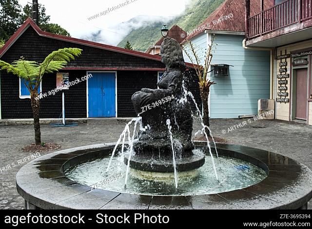 Fountain in small square in village of Hell-Bourg. Salazie, Reunion Island (Réunion), Overseas Department and Region of France