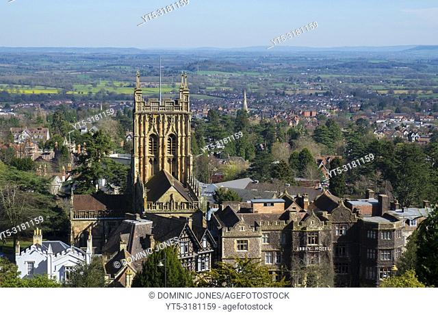 Great Malvern Priory and the Abbey Hotel, Great Malvern, Worcestershire, England, Europe