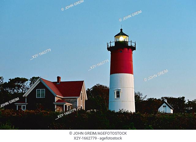Nauset Light, Cape Cod National Seashore, Eastham, Cape Cod, Massachusetts, USA