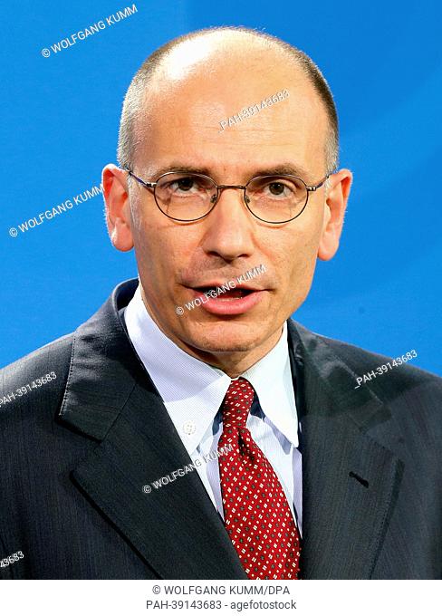 Prime Minister of Italy Enrico Letta holds a press conference at the Federal Chancellery in Berlin,  Germany, 30 April 2013
