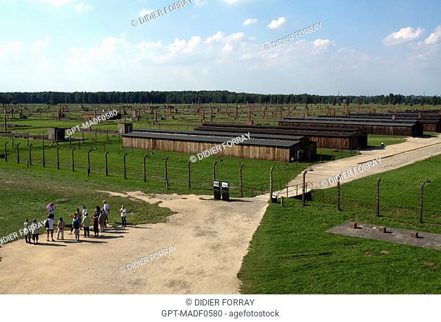 RUINS OF A WOOD BARRACK IN THE CONCENTRATION CAMP AUSCHWITZ II – BIRKENAU, STATE MUSEUM OF AUSCHWITZ-BIRKENAU, LISTED AS A WORLD HERITAGE SITE BY UNESCO