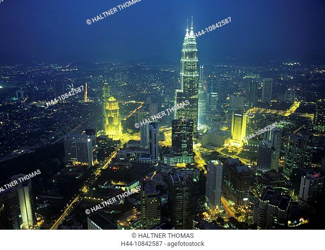 Malaysia, Kuala Lumpur, View, from Menara, Petronas Towers, Southeast Asia, skyline, overview, overlook, city, town, l