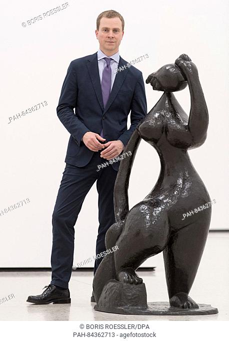 Philipp Demandt, the new director of the Staedel museum, standing next to the sculpture 'La grande baigneuse' by French sculptor Henri Laurens (1885-1954) at...