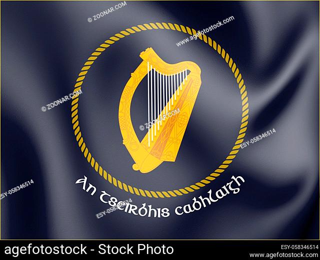 3D Irish Naval Service Flag. 3D Illustration