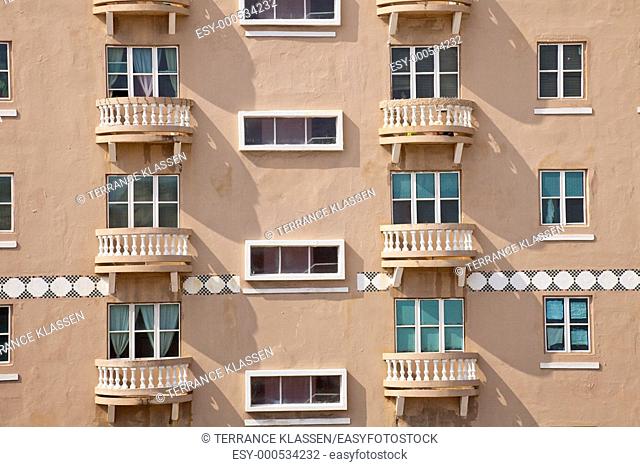 Buildings with balconies, window and doors in San Juan, Puerto Rico, West Indies