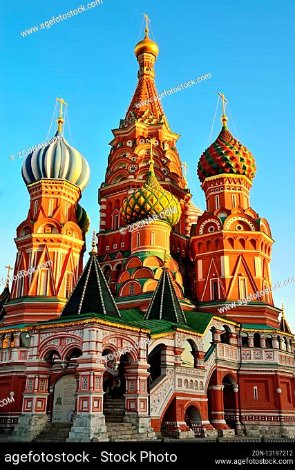 Moscow, Russia - 19 November 2018: Cathedral of Vasily the Blessed, Pokrovsky Cathedral in Red Square in Moscow, symbols of the country