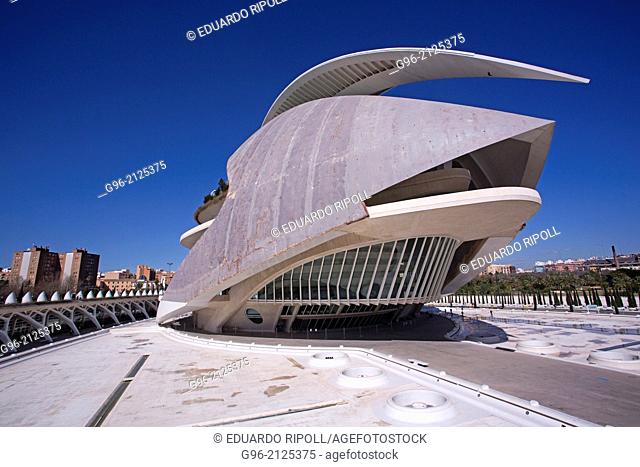 Palau de les Arts Reina Sofia opera house at the Ciudad de las Artes y las Ciencias de Valencia by Santiago Calatrava