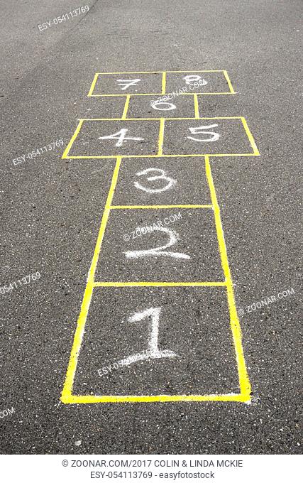 Hopscotch painted on floor, Wellington Waterfront, New Zealand