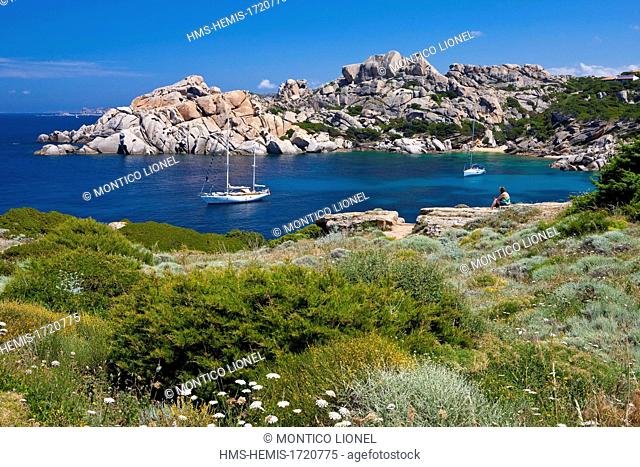 Italy, Sardinia, Province of Olbia-Tempio, Santa Teresa Gallura, Capo Testa, granite peninsula overlooking the Strait of Bonifacio in Corsica face