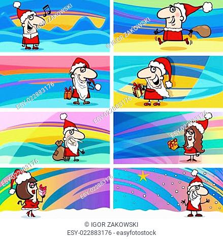 cartoon greeting cards with santa claus