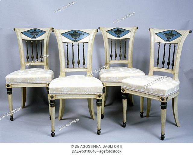 Directoire style lacquered Lucchese chairs. Italy, 18th century