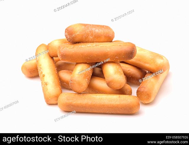 Pile of bread sticks isolated on white