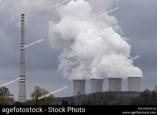 smoking chimney, power plant in Czech Republic
