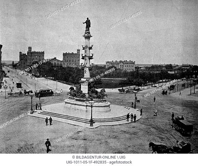 One of the first autotype prints, praterstern roundabout, historic photograph, 1884, vienna, austria, europe