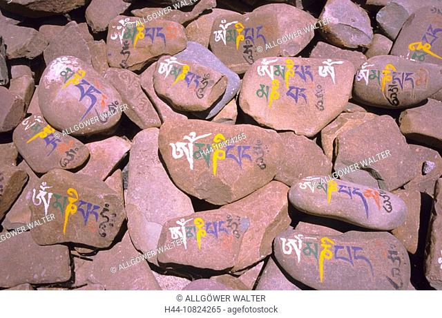 mani stones, Om Mani Padme Hum, inscription, Mani stones, symbols, Mantra of, sympathy, Vajrayana, Buddhism, religion