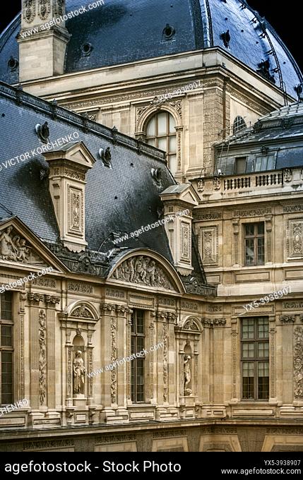Detail of the rooftop of Louvre museum
