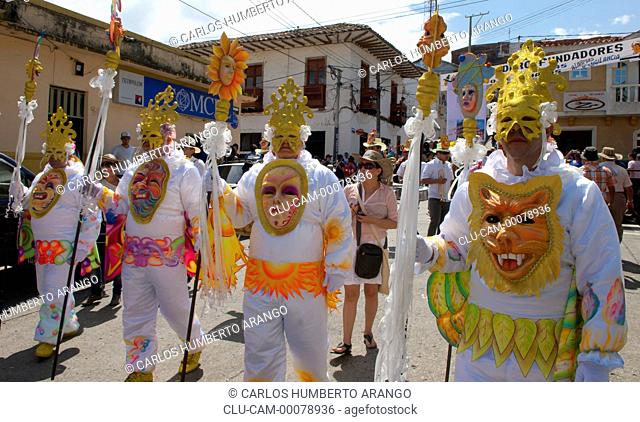 Group of People in Costumes Riosucio Carnival, Riosucio, Caldas, Manizales, Colombia