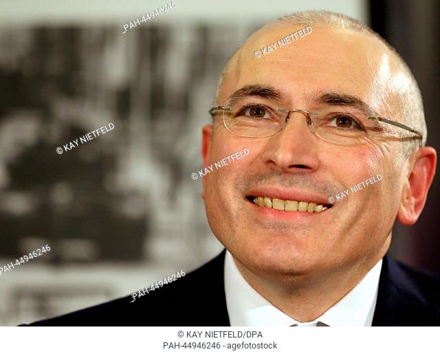 Russian former oil tycoon Mikhail Khodorkovsky holds a press conference at the Berlin Wall Museum, in Berlin, Germany, 22 December 2013 to discuss his future...