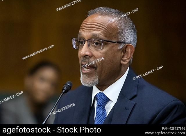 Mustafa Taher Kasubhai appears before a Senate Committee on the Judiciary hearing for his nomination to be United States District Judge for the District of...