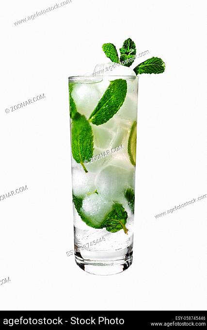 Mojito cocktail on a white background. Cold drink, alcohol isolated on white