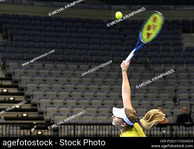 Daria Gavrilova (Australia) in action during Group B match against Greet Minnen (Belgium), on November 2, 2021, in Prague, Czech Republic