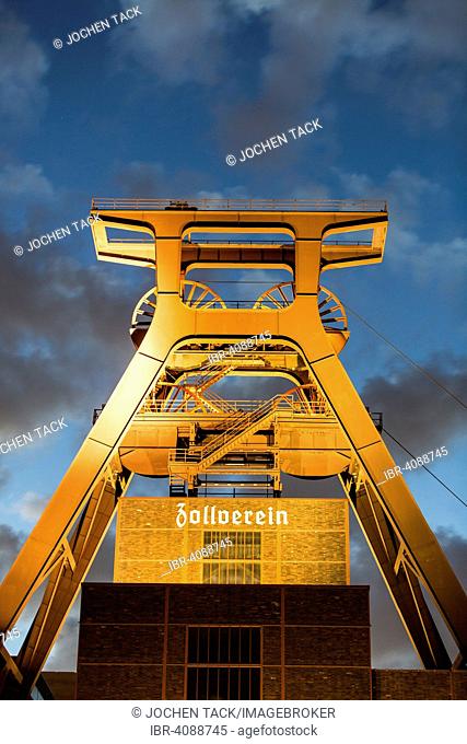 UNESCO World Heritage site Zeche Zollverein, double winding tower, shaft 12, Essen, North Rhine-Westphalia, Germany