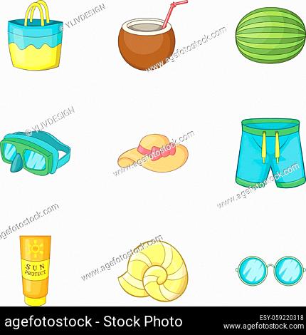 Summer travel icons set. Cartoon illustration of 9 summer travel vector icons for web