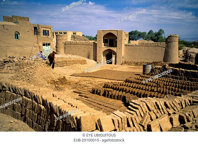 Mud brick making in ancient mud city