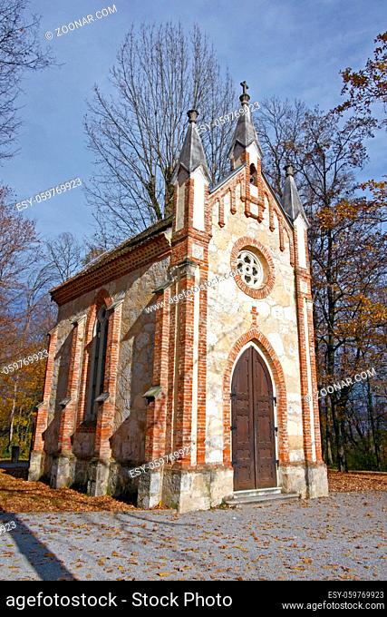 Catholic chapel in Novi Dvori forest in Zapresic, Croatia