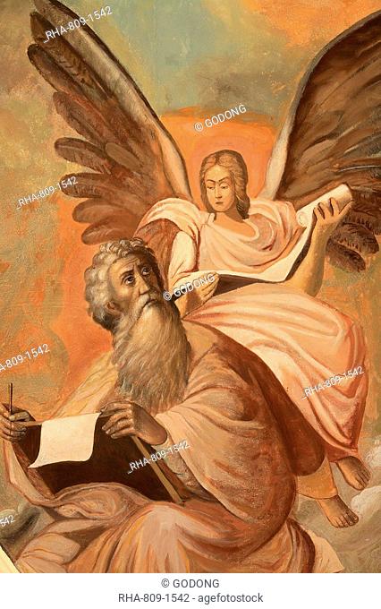 Icon at Aghiou Pavlou monastery depicting St. Matthew, Mount Athos, UNESCO World Heritage Site, Greece, Europe