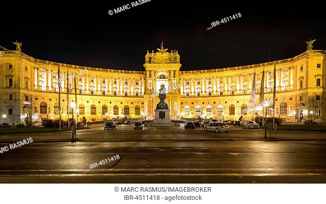 Neue Burg, Hofburg Imperial Palace by night, Vienna, Austria