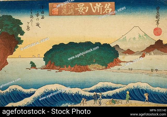 Author: Utagawa Toyoshige (Toyokuni II). Clearing Weather at Enoshima, Morokoshigahara off the Shore of Koyurugi (Enoshima seiran