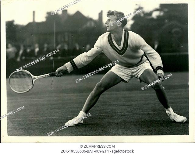 Jun. 06, 1955 - Kent Lawn Tennis Championship at Beckenham: Photo Shows C. Mason (Australia), in play against H. Flam (U.S.A