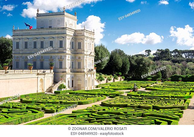 Rome, Italy, march 26, 2017: Casino del Bel respiro inside Villa Doria Pamphili park and its secret garden in Rome, Italy