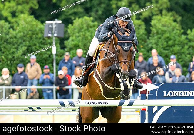 23 July 2023, North Rhine-Westphalia, Riesenbeck: Equestrian sport/jumping: Global Champions Tour, Grand Prix, jumping competition with jump-off