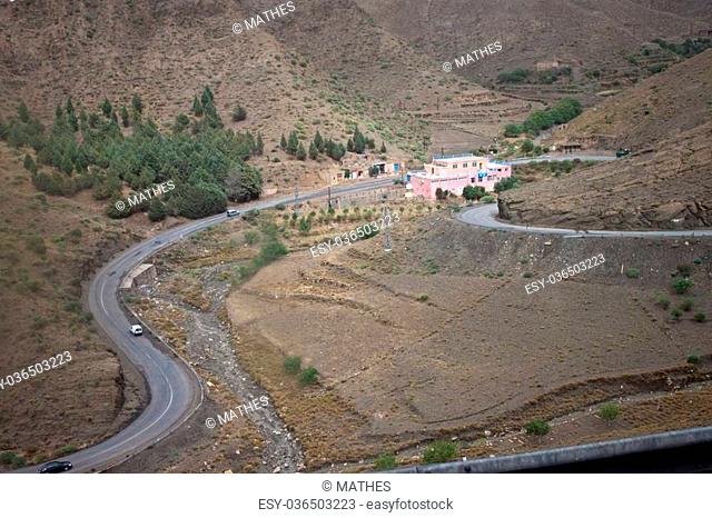 Road in Tizi-n-Tichka pass in Morocco