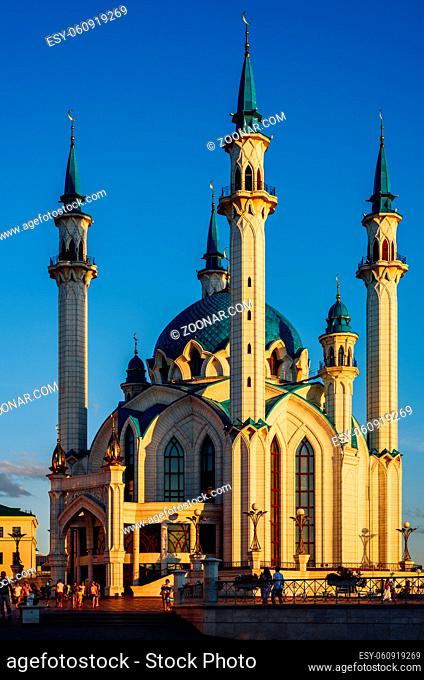 Kazan, Tatarstan, Russia - August 16, 2016: Kul Sharif (also spelled Qol Sharif, Qol Sherif and Kol Sharif) Mosque in Kazan Kremlin