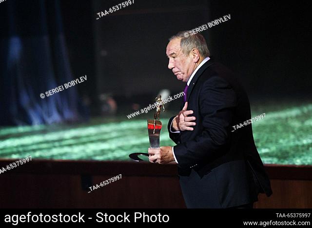 RUSSIA, MOSCOW - NOVEMBER 30, 2023: Shamil Tarpischev, president of the Russian Tennis Federation, the winner of the Pride of Russia: Epoch in sports nomination