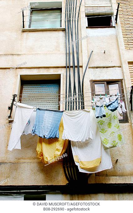 Washing line. Denia, Costa Blanca. Alicante province, Spain