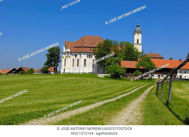 Wieskirche, Wies church, Wies, Near Steingaden, UNESCO World Heritage Site, Romantic Road, Romantische Strasse, Upper Bavaria, Bavaria, Germany