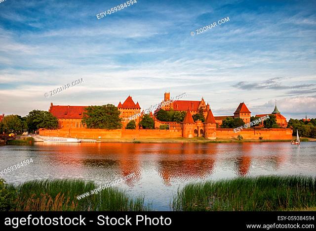 Poland, Malbork Castle at Nogat River, medieval fortress of Teutonic Knights Order